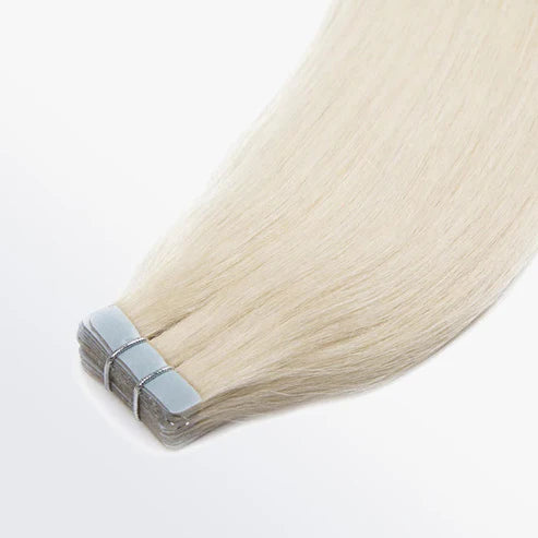 Premium Quality Straight Tape In Remy Hair Extensions #60 White Blonde