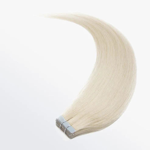 Premium Quality Straight Tape In Remy Hair Extensions #60 White Blonde