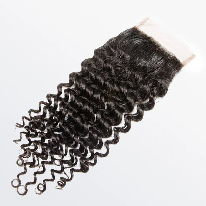 4" x 4" Deep Curly Free Parted Lace Closure #1B Natural Black