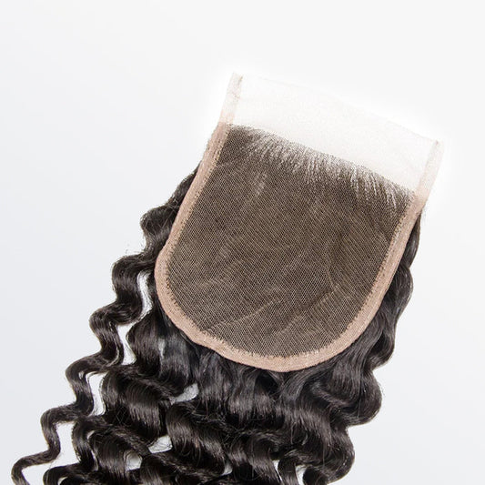 4" x 4" Loose Deep Free Parted Lace Closure #1B Natural Black