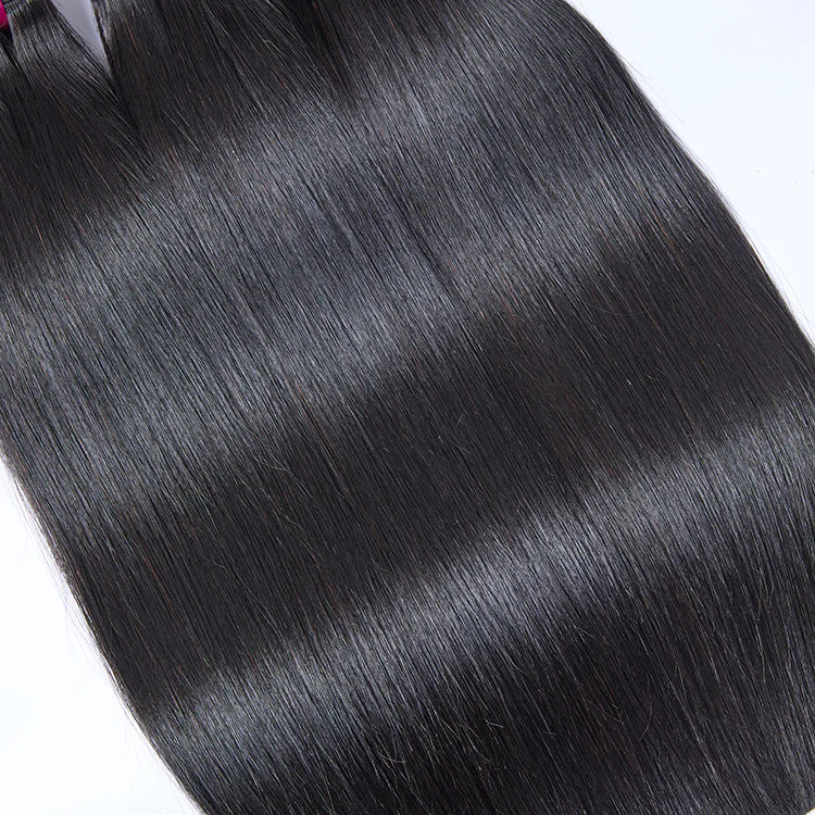 Raw Cambodian Bone Straight Hair Bundles #1B Natural Black